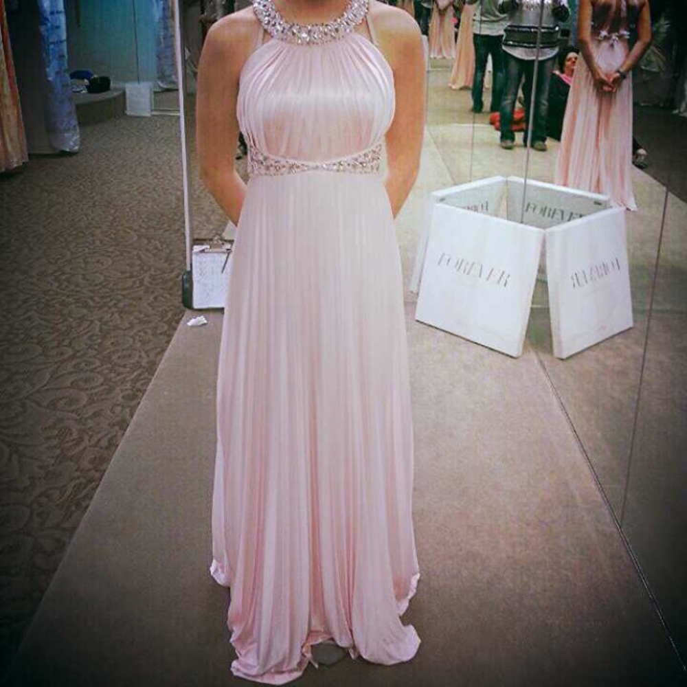 Beautiful silky pink prom dress